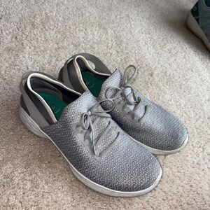 Skechers Gray Knit Lace-Up Slip-On Sneakers